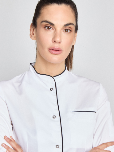 Jacke Pistoia Lady Care - weiß mit schwarzer Paspel